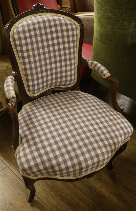 A Louis XVI walnut fauteuil